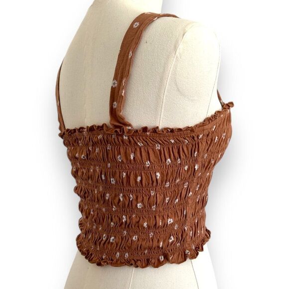 American Eagle‎ Stretch Ruched Crop Tube Top with Straps Rust Color Wm Sz XS - Picture 4 of 8